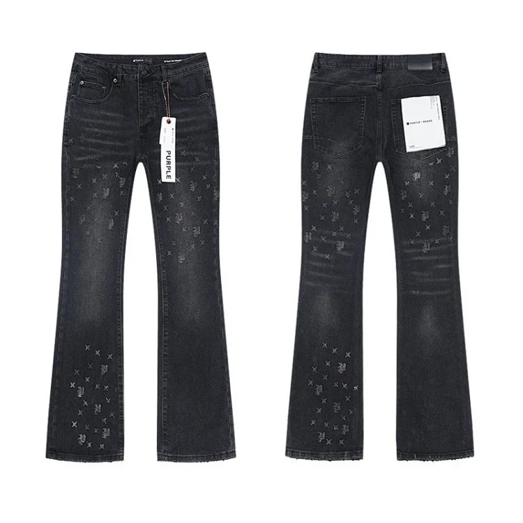 PURPLE BRAND JEANS American fashion high street men's casual ripped denim trousers with slim fit design