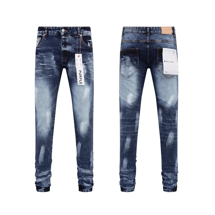 PURPLE BRAND JEANS American fashion high street men's casual ripped denim trousers with slim fit design