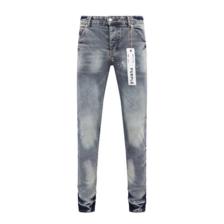 PURPLE BRAND JEANS American fashion high street men's casual ripped denim trousers with slim fit design