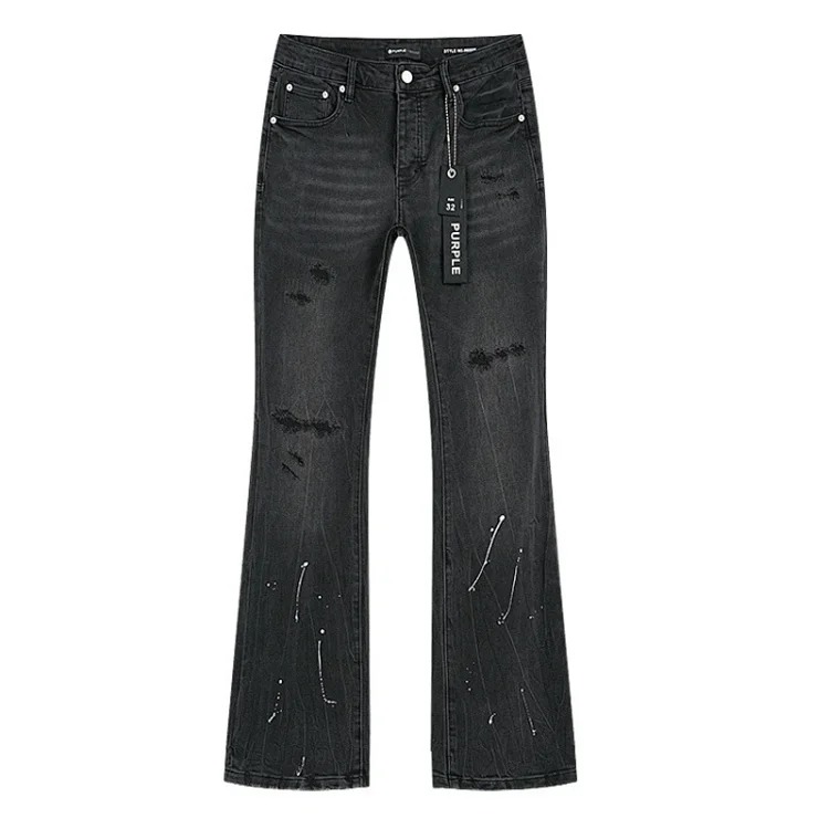 PURPLE BRAND JEANS American fashion high street men's casual ripped denim trousers with slim fit design