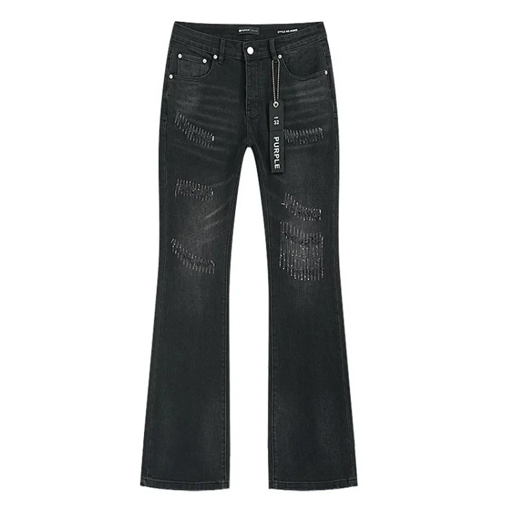 PURPLE BRAND JEANS American fashion high street men's casual ripped denim trousers with slim fit design
