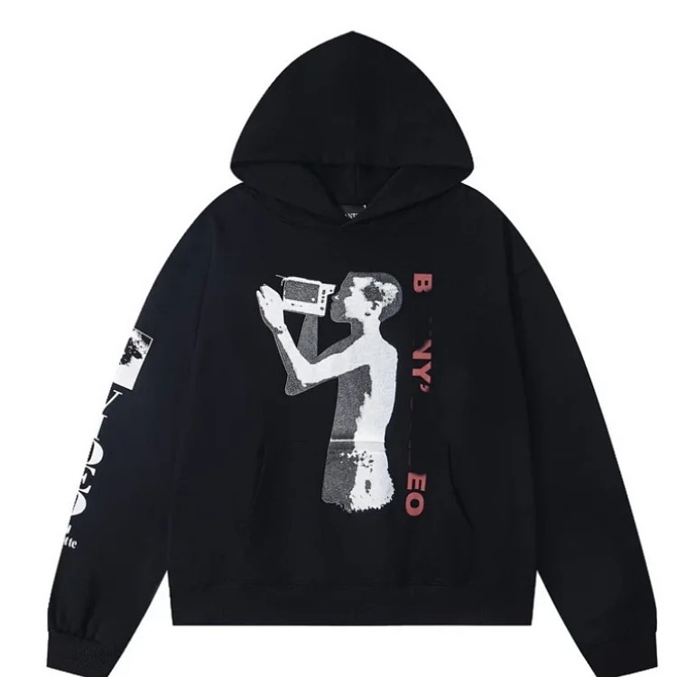 Retro character avatar printed high street long-sleeved T-shirt sweatshirt