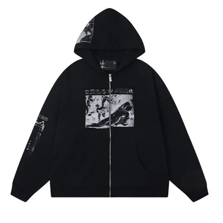 Retro character avatar printed high street long-sleeved T-shirt sweatshirt