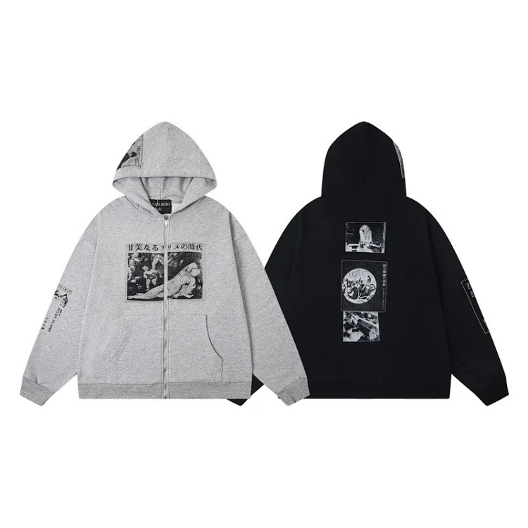 Retro character avatar printed high street long-sleeved T-shirt sweatshirt
