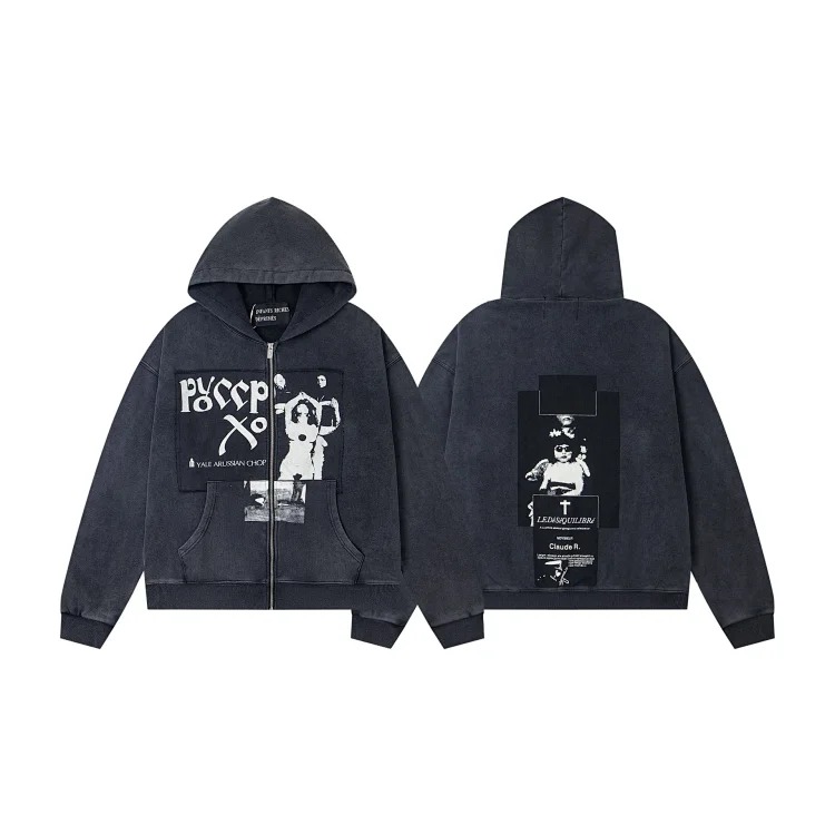 Retro character avatar printed high street long-sleeved T-shirt sweatshirt