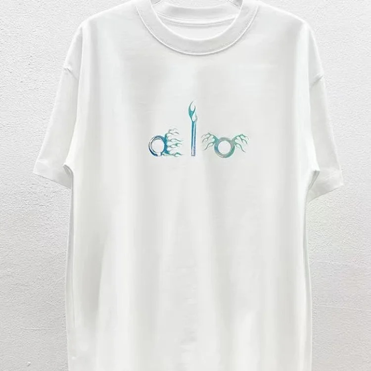 Printed right shoulder round neck short-sleeved T-shirt for men and women new summer casual all-match tops al