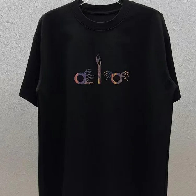 Printed right shoulder round neck short-sleeved T-shirt for men and women new summer casual all-match tops al