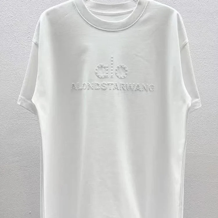 Printed right shoulder round neck short-sleeved T-shirt for men and women new summer casual all-match tops al