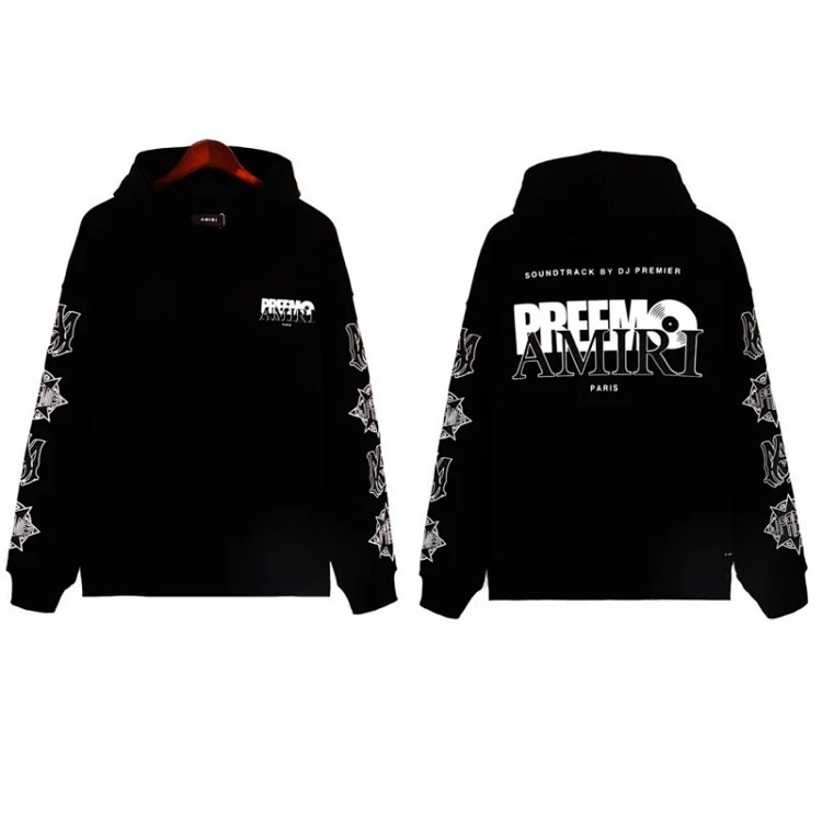 Sweatshirt with cracked letters, splashed ink and paint, graffiti embroidered hoodie, couple's jacket