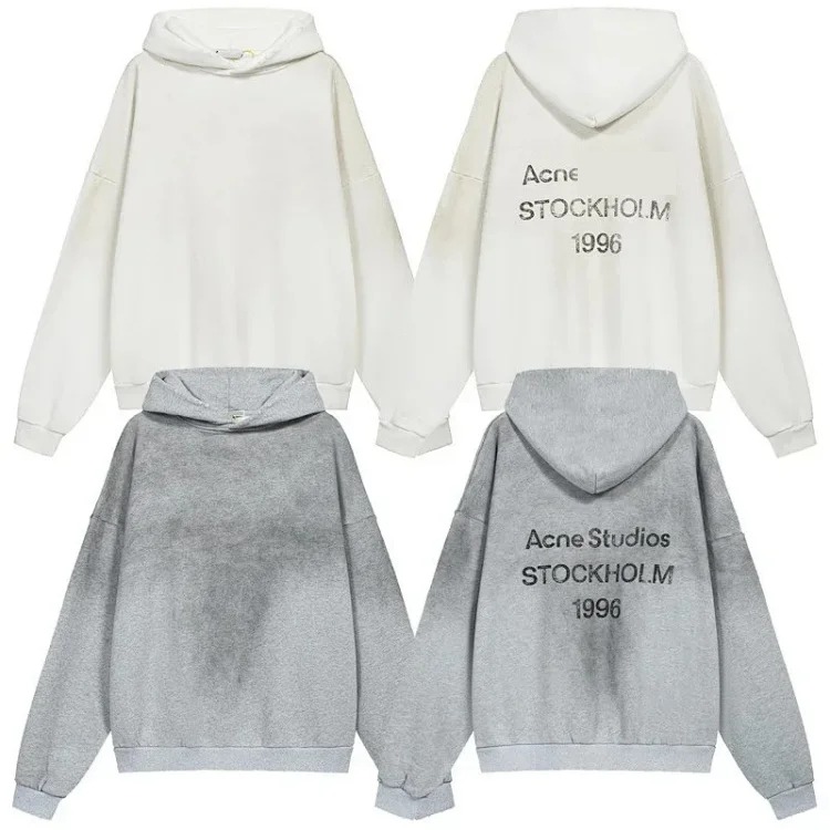 AC washed distressed 1996 letter hoodie sweatshirt