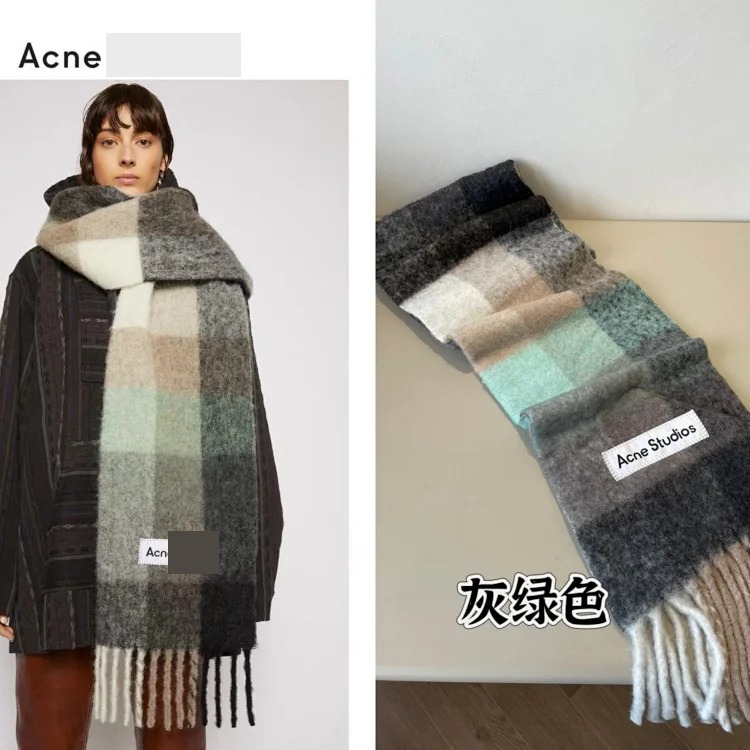 Mohair wool scarf, colorful plaid scarf, gradient wool scarf