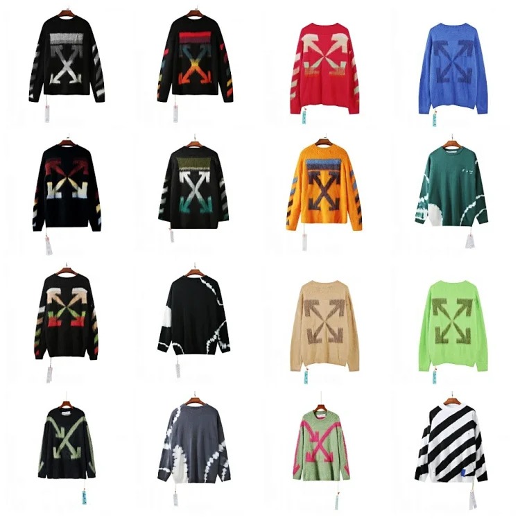 Trendy brand gradient arrow mohair sweater wool couple outfit