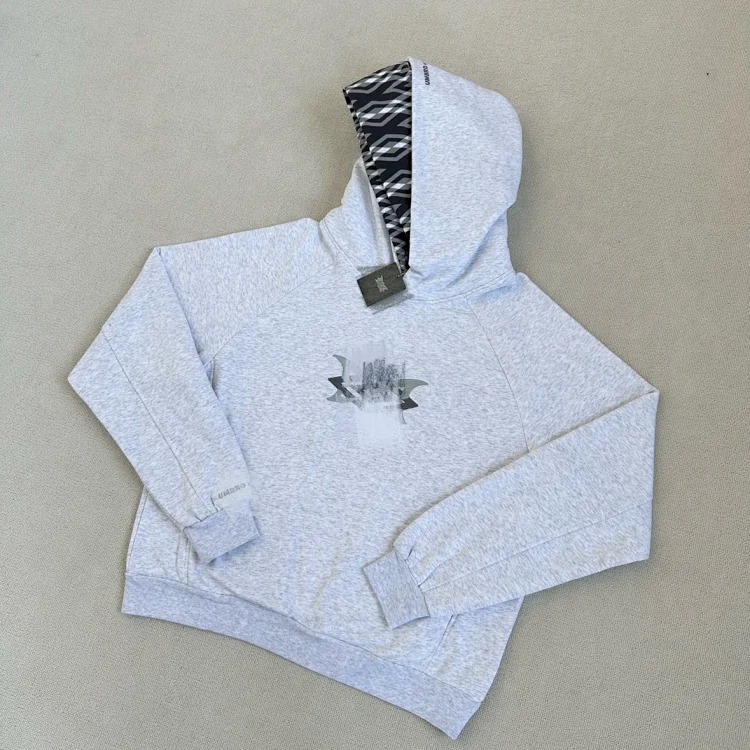 W-UM floral gray hoodie