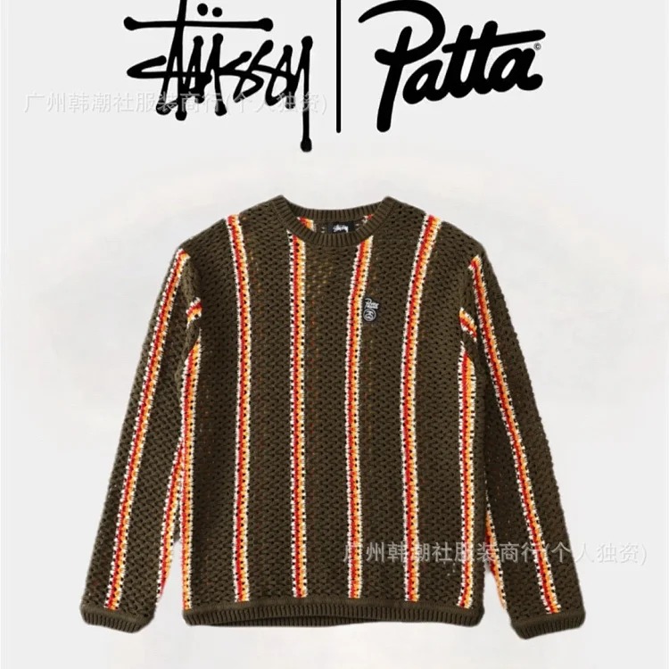 Black 8 large jacquard solid color crew neck sweater