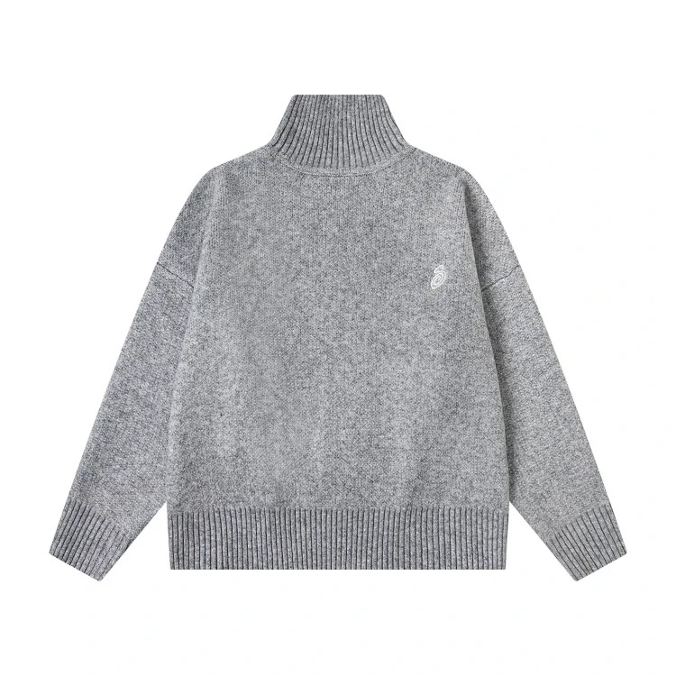 Black 8 large jacquard solid color crew neck sweater