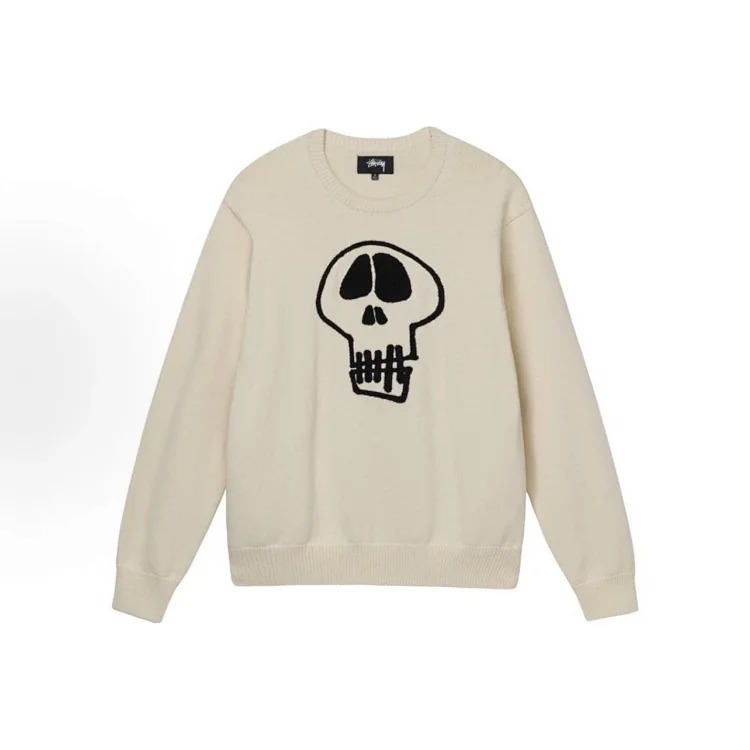 Black 8 large jacquard solid color crew neck sweater