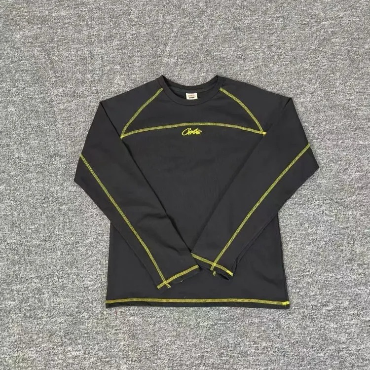 Long-sleeved T-shirt loose casual round neck couple five-star waffle