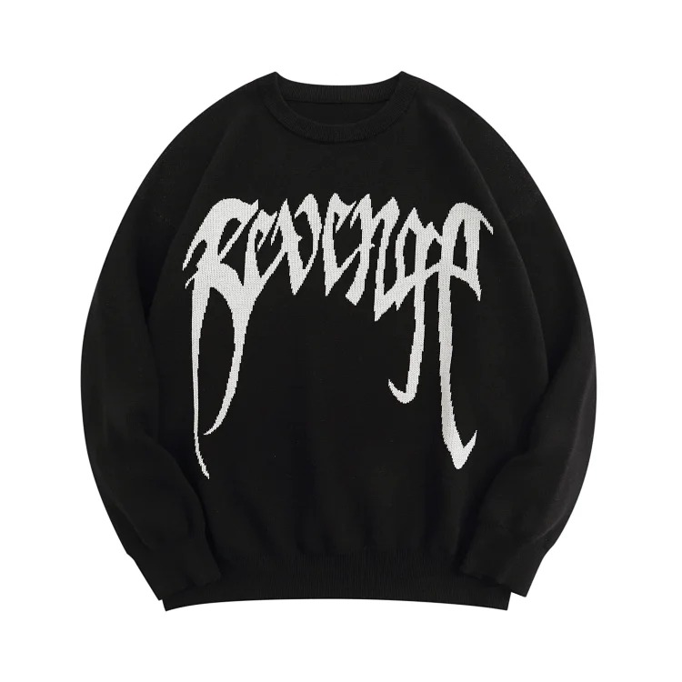 Planet jacquard embroidered logo sweater American street style casual crew neck for men and women