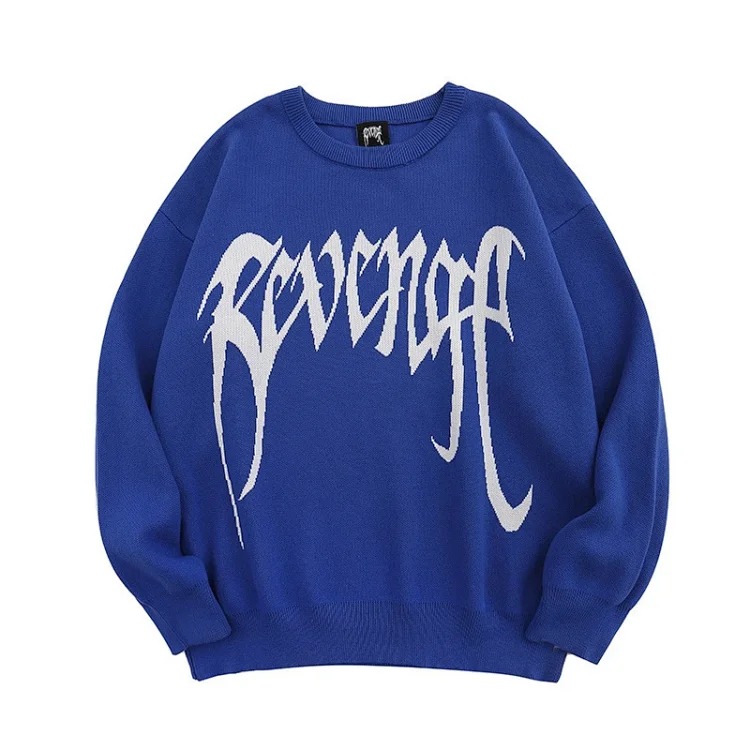 Planet jacquard embroidered logo sweater American street style casual crew neck for men and women