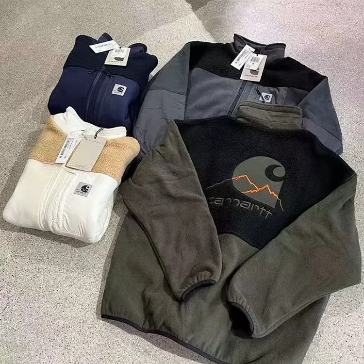 Mountain splicing thickened fleece + sherpa + mesh lining, same style couple jacket for men and women