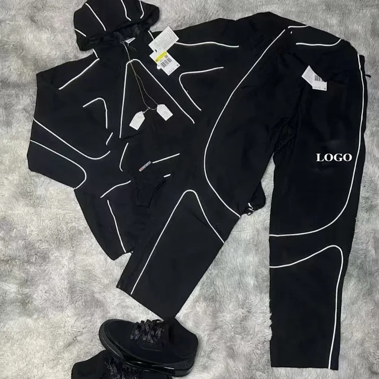 Co-branded hook jacket, hooded men's and women's windbreaker, waterproof reflective strips