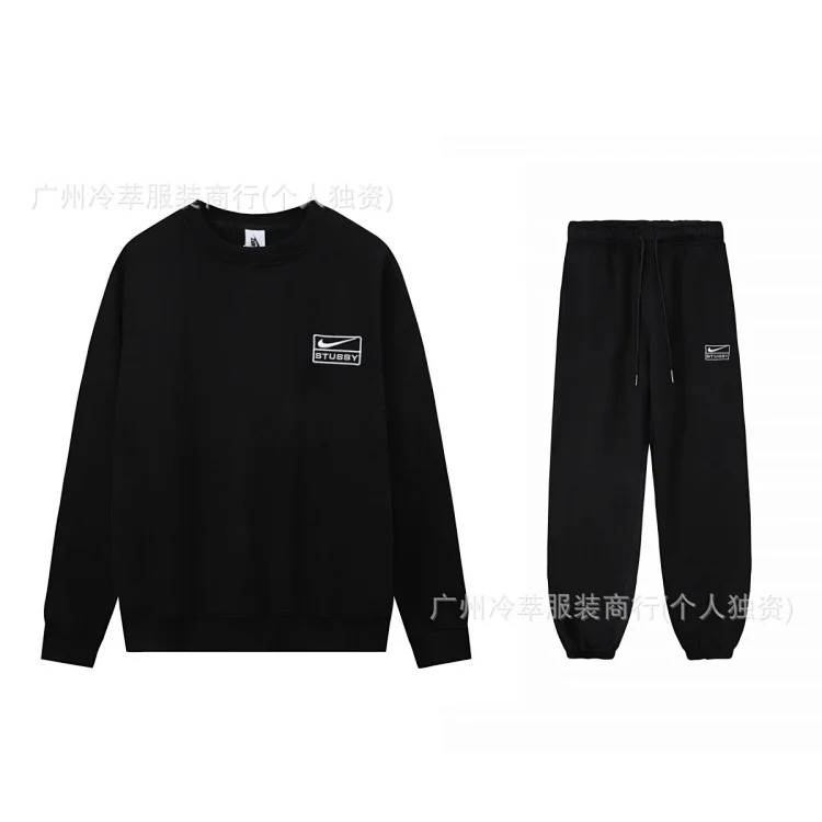 Velvet embroidered S letter joint series loose and simple terry suit