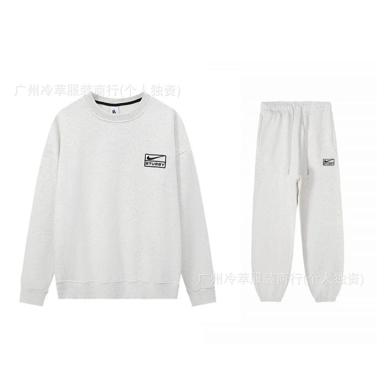 Velvet embroidered S letter joint series loose and simple terry suit