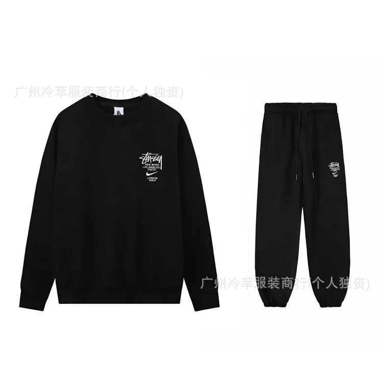 Velvet embroidered S letter joint series loose and simple terry suit