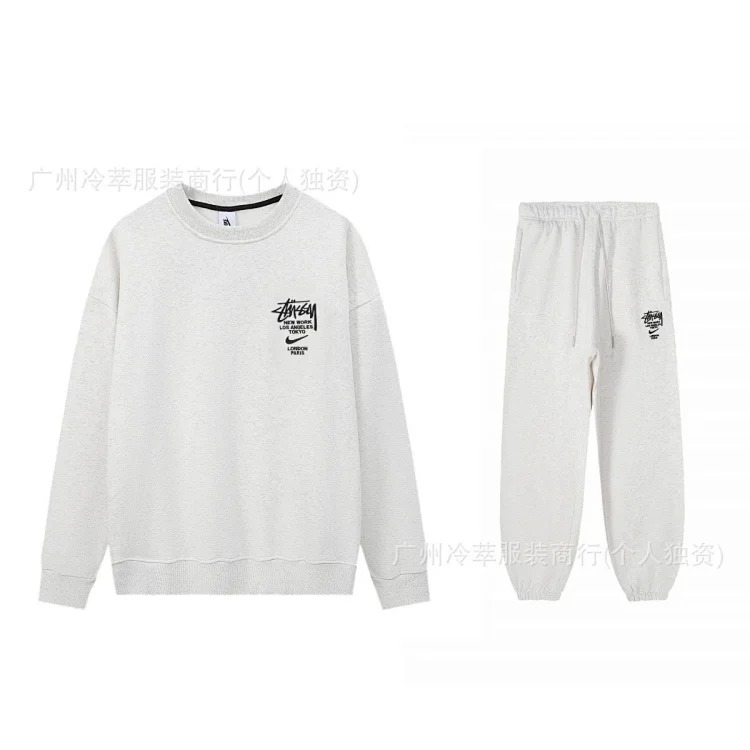 Velvet embroidered S letter joint series loose and simple terry suit