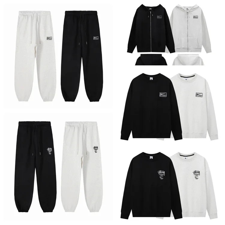 Velvet embroidered S letter joint series loose and simple terry suit