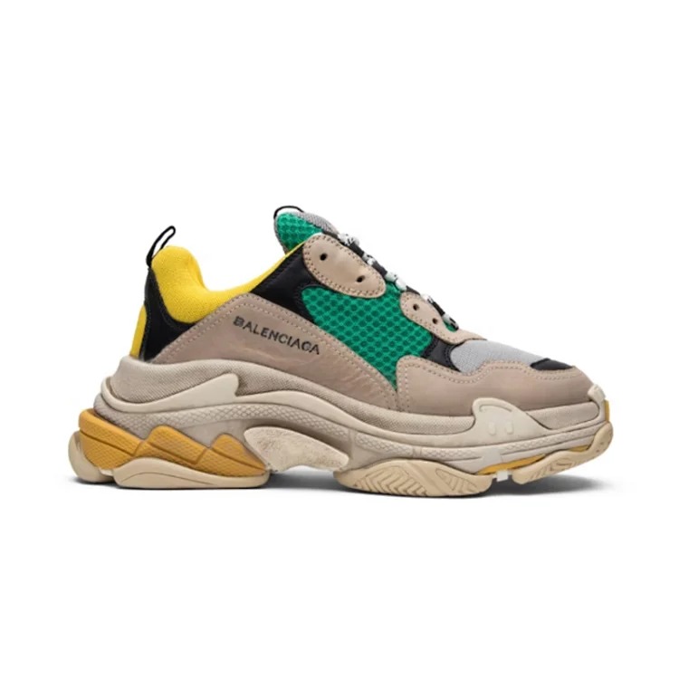 OK Triple S Beige Green Yellow Fashion sneakers