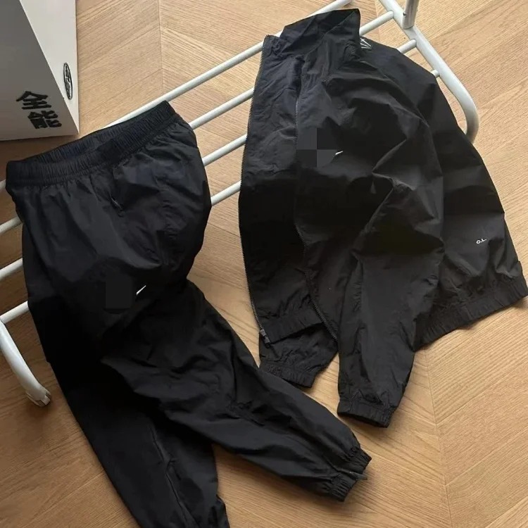 Joint suit hook print casual stand collar trouser leg zipper