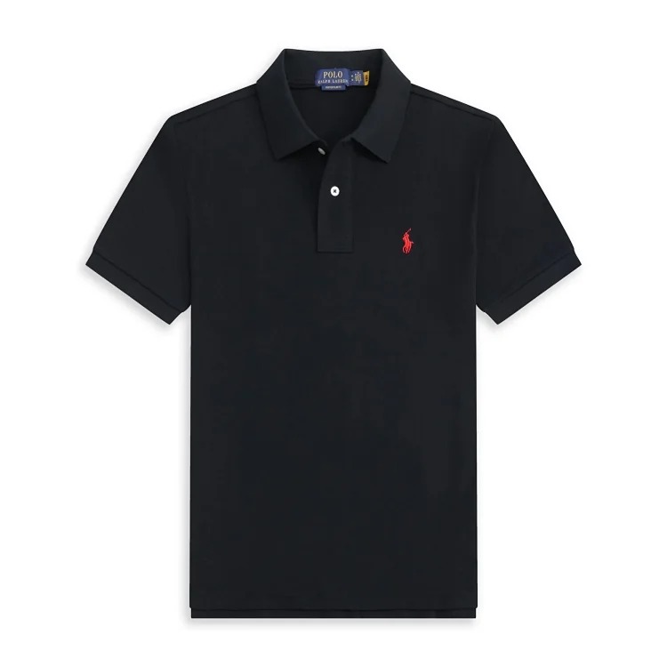 Casual short-sleeved T-shirt with loose embroidered lapels