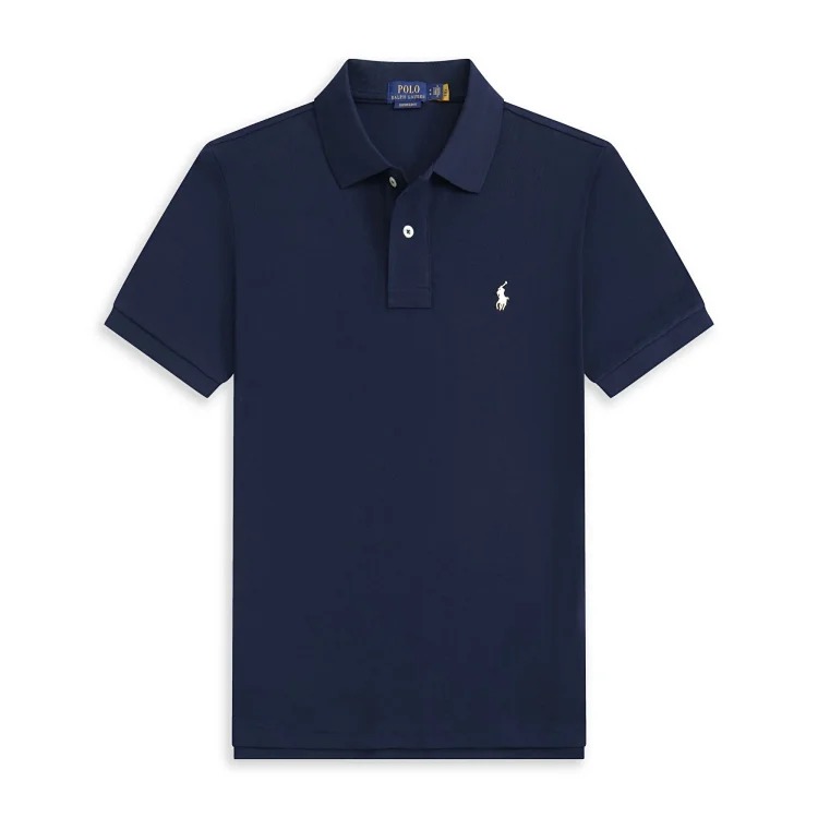 Casual short-sleeved T-shirt with loose embroidered lapels
