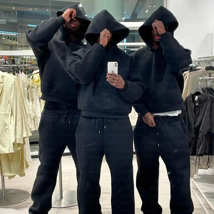 Fashionable hoodie sweatshirt solid color loose sweatshirt sweatpants