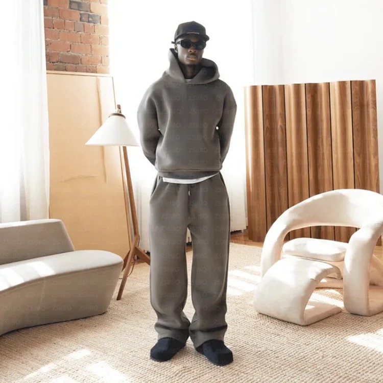 Fashionable hoodie sweatshirt solid color loose sweatshirt sweatpants