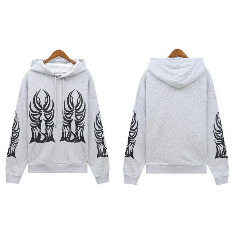 Washed distressed heavy-duty printed suit retro hooded sweatshirt