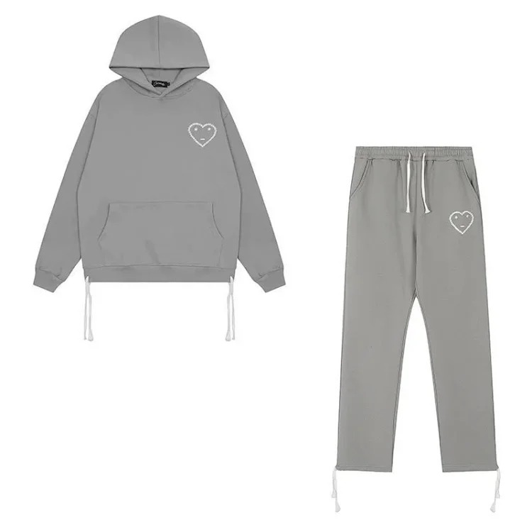 European and American fleece hooded sweatshirt trousers for men and women loose casual suits