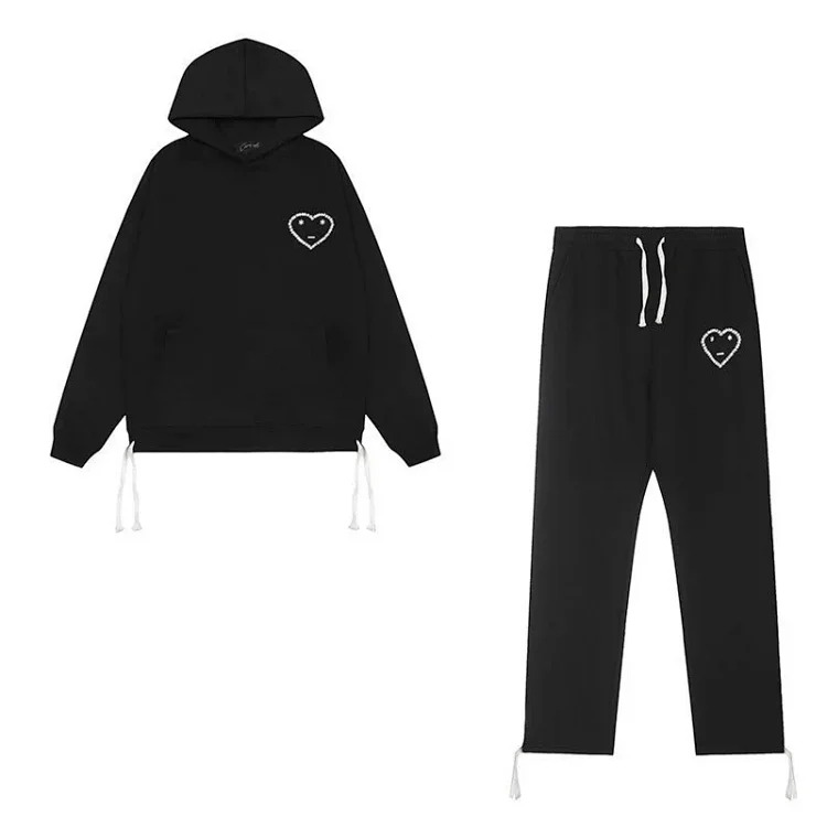 European and American fleece hooded sweatshirt trousers for men and women loose casual suits
