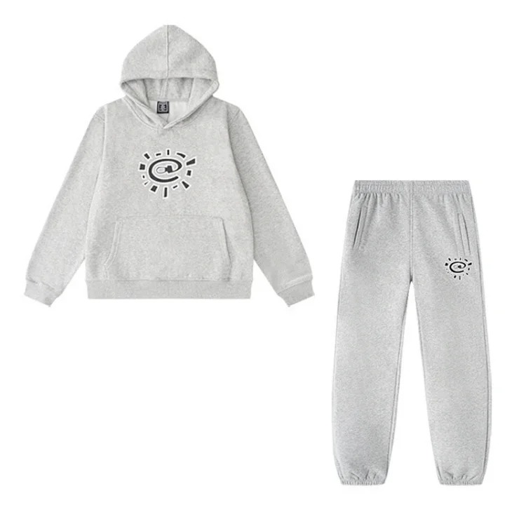European and American fleece hooded sweatshirt trousers for men and women loose casual suits