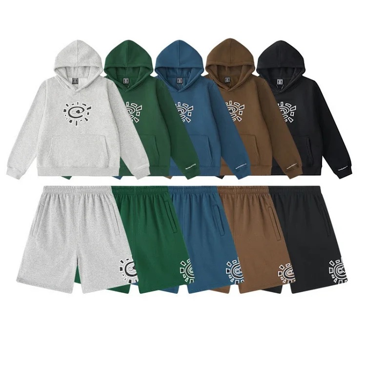 European and American fleece hooded sweatshirt trousers for men and women loose casual suits