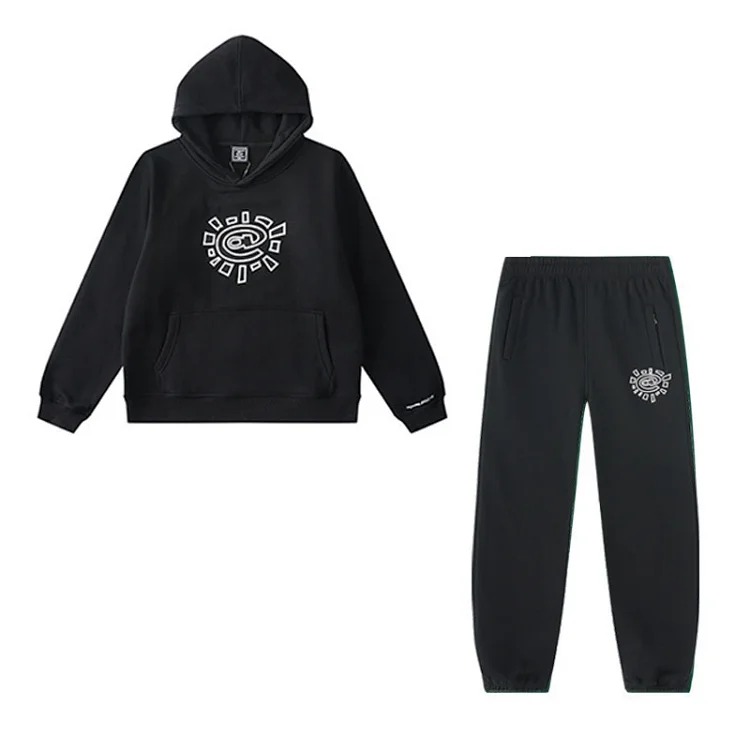 European and American fleece hooded sweatshirt trousers for men and women loose casual suits