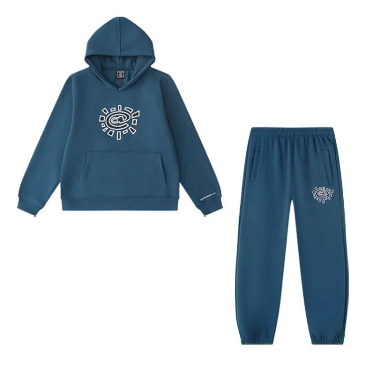 European and American fleece hooded sweatshirt trousers for men and women loose casual suits
