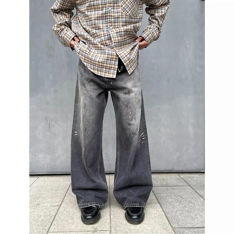 Splashed Ink Jeans Retro Straight Leg Loose Boys Jeans