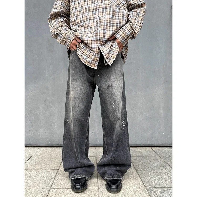 Splashed Ink Jeans Retro Straight Leg Loose Boys Jeans