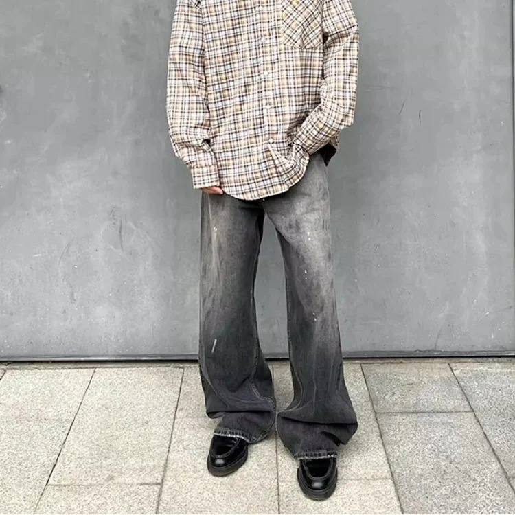 Splashed Ink Jeans Retro Straight Leg Loose Boys Jeans
