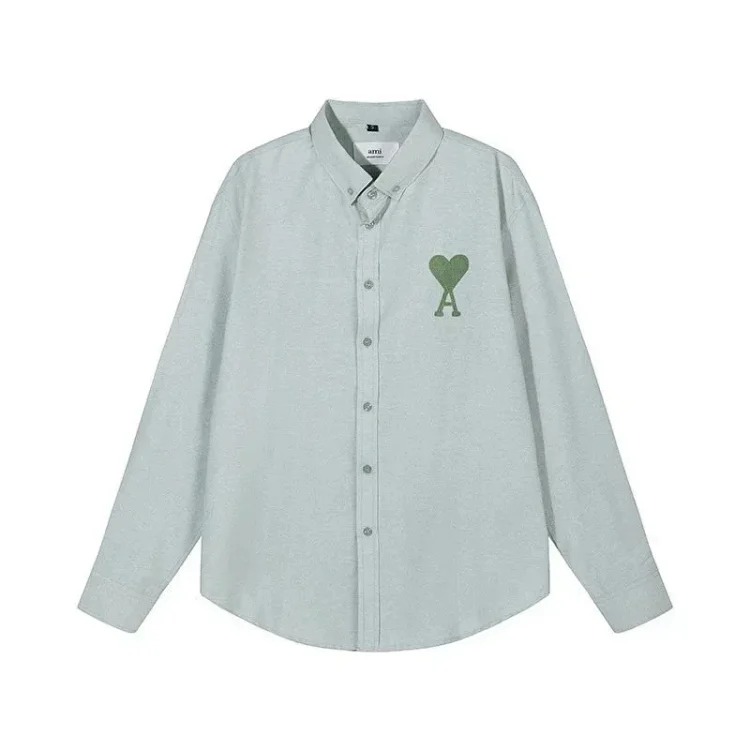 Trendy brand Am small love embroidered shirt casual loose versatile versatile couple style Amy cotton long-sleeved top