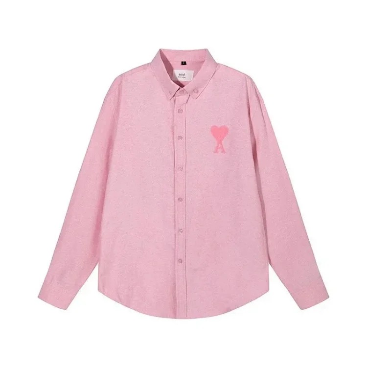 Trendy brand Am small love embroidered shirt casual loose versatile versatile couple style Amy cotton long-sleeved top