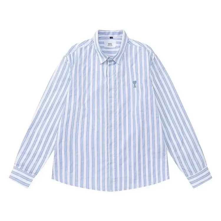 Trendy brand Am small love embroidered shirt casual loose versatile versatile couple style Amy cotton long-sleeved top