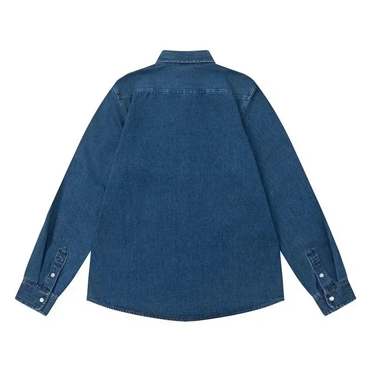 Trendy brand Am small love embroidered shirt casual loose versatile versatile couple style Amy cotton long-sleeved top